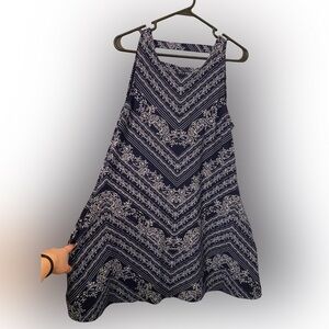 Nine Britton Privett Back Detail Navy and White A-Line Dress With Pockets Medium